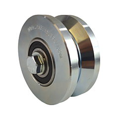 MIGHTY WHEEL SOLID BEARING V-GROOVE ASSEMBLY  (4"X1-3/4") "SILVER" (SELL BY THE EACH)
