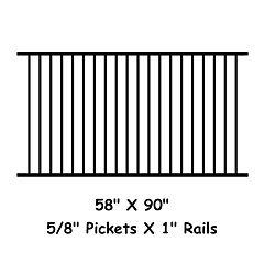 PANEL 58"H X 90"W  5/8" PICKET / 1" FRAME RAILS (FLUSH/FLUSH)