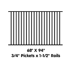 PANEL 68"H X 94"W  3/4" PICKET / 1.5" FRAME RAILS (FLUSH/FLUSH)