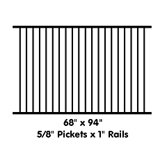 PANEL 68"H X 94"W  5/8" PICKET / 1" FRAME RAILS (FLUSH/FLUSH)