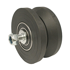 U.H.M.W. "BLACK" PLASTIC 4" X 1-3/4" "DELUXE" V-GROOVE ASSEMBLY (W/BEARING)