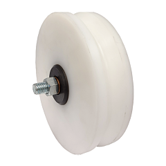 U.M.H.W. "WHITE" PLASTIC 6" X 1-9/16" "DELUXE" V-GROOVE ASSEMBLY (W/BEARING)