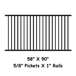 PANEL 58"H X 90"W 5/8" PICKET / 1" FRAME RAILS (FLUSH/FLUSH)