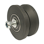 U.H.M.W. "BLACK" PLASTIC 4" X 1-3/4" "DELUXE" V-GROOVE ASSEMBLY (W/BEARING)
