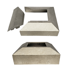 ALUMINUM ""SPLIT"" COVER SHOE (2"" SQ HOLE - 4 X 4 BASE)